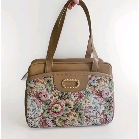 Vtg Ambassador Tapestry Shoulder Purse Boho Carpet Hand Bag Cottage/ Granny Core - Picture 10 of 16